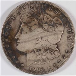 1904-S MORGAN SILVER DOLLAR, ORIGINAL VG/FINE  SEMI-KEY