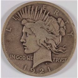 1921 PEACE SILVER DOLLAR, VG  SEMI-KEY