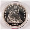 Image 1 : 1861 CONFEDERATE SILVER PROOF DESIGN ON REVERSE, OBVERSE SEATED HALF DOLLAR COPY