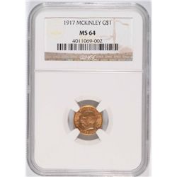 1917 MCKINLEY GOLD DOLLAR NGC MS64, CHERRY, LOOKS MS65+