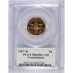 1987-W  CONSTITUTION $5.00 GOLD COMMEMORATIVE , PCGS PR-69 DCAM