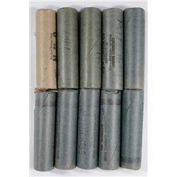 GEM BU ORIGINAL SHOTGUN WRAPPED NICKLE ROLLS: 7-1961-D, 2-1967-P, 1-68-D,