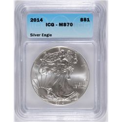 2014 AMERICAN SILVER EAGLE, ICG MS-70!   PREFECT!