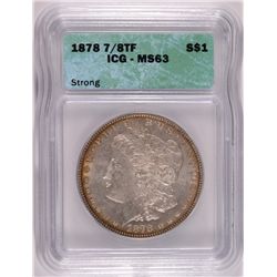 1878 7/8 F MORGAN SILVER DOLLAR, ICG MS-63 NICE!