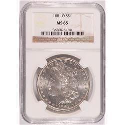 1881-O MORGAN SILVER DOLLAR, NGC MS-65 BLAST WHITE, SUPER COIN!