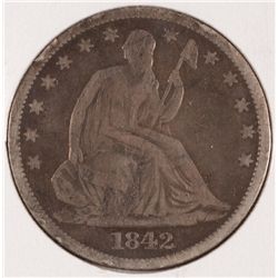 1842 SEATED LIBERTY HALF DOLLAR VG