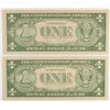 Image 2 : 2 - $1.00 SILVER CERTIFICATES 1935 H (Consecutive Numbers) Nice CU
