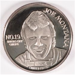 ONE TROY OZ. .999 SILVER ROUND, JOE MONTANA, 1980's PLAYER OF THE YEAR