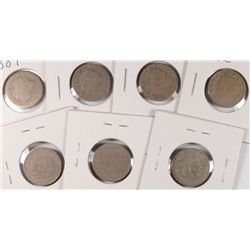 7 - "V" NICKELS 1884-1896, AG-GOOD, SOME PROBLEMS