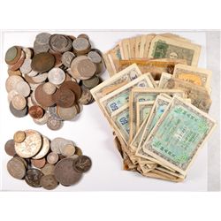HUGE LOT OF FOREIGN CURRENCY & COINS, LOOK!