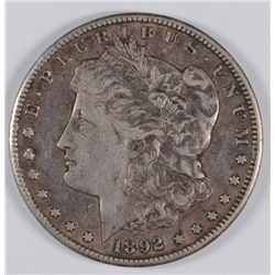 1892-CC MORGAN SILVER DOLLAR XF-AU, BREAST FEATHERS ON EAGLE! NICE ORIGINAL!
