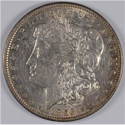1893 MORGAN SILVER DOLLAR, AU-55, NICE