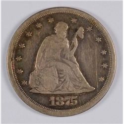 1875-S 20c CENT PIECE, F/VF NICE!