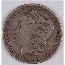 1899 MORGAN SILVER DOLLAR, FINE SCARCE DATE