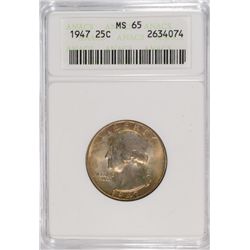 1947 WASHINGTON QUARTER ANACS MS-65
