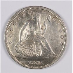 1865-S SEATED HALF DOLLAR AU-58