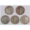 Image 1 : (5) WALKING LIBERTY HALF DOLLARS (16, 16-D, 16-S, 17, 17-D)