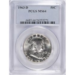 1963-D FRANKLIN HALF DOLLAR PCGS MS-64