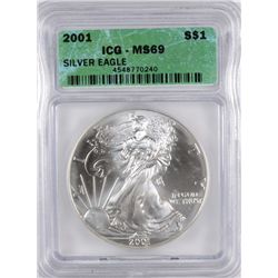 2001 SILVER AMERICAN EAGLE ICG MS-69