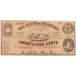 1863 TWENTY FIVE CENT STATE OF ALABAMA