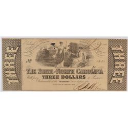 1863 $3 STATE OF NORTH CAROLINA