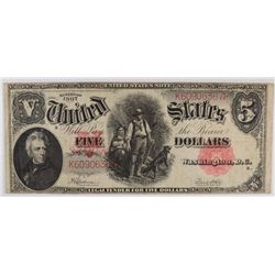 1907 $5 US NOTE (WOOD CHOPPER)