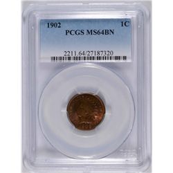 1902 INDIAN CENT PCGS MS-64 BN  LOOKS RED BROWN