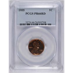 1955 LINCOLN CENT PCGS PR-66 RED