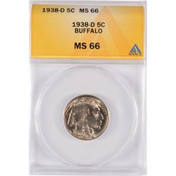 1938-D BUFFALO NICKEL, ANACS MS-66  SUPER