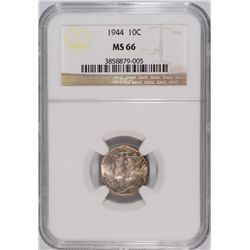 1944 MERCURY DIME, NGC MS-66  SOME COLOR