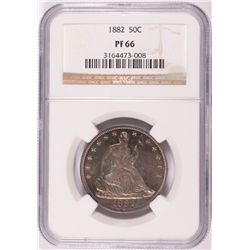 1882 SEATED LIBERTY HALF NGC PF-66 AMAZING RAINBOW COLORS, ONLY 1,100 MINTED!