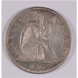 1873-CC SEATED HALF DOLLAR NO ARROWS AU