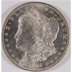 1891-CC MORGAN SILVER DOLLAR, MS-63++ BLAST WHITE