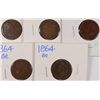 Image 1 : (5) 1864 BR INDIAN HEAD CENTS
