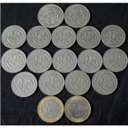 Mixed Lot 18 Mexican Coins $50, $20 1981-2000