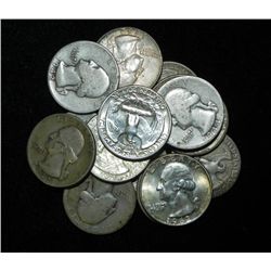 15 Mixed Date Washington Silver Quarters 1942-1962