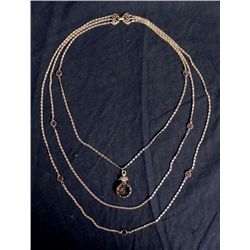 Amythyst Etched Cameo Pendant on 4 Strand Necklace