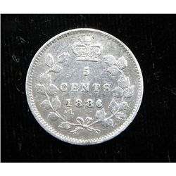 Canada 1886 5 Cents Unc Toned - Luster