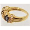 Image 2 : 18K GOLD FILLED BLACK ONYX & CZECH CRYSTAL RING - SZ. 6