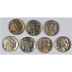 7 DIFFERENT AU-UNC BUFFALO NICKELS
