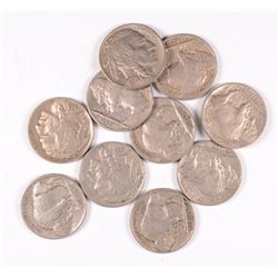 10 1930-S BUFFALO NICKELS SHARP XF WITH STRONG HORN AND TAIL