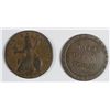 Image 1 : 1797 MIDDLESEX TOKEN OFF CENTER F, & 1831 ISLE OF MAN HALF P. VF