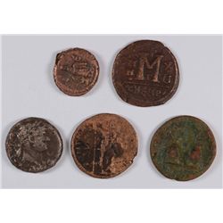 5 LARGE HEAVY ROMAN ANCIENTS UNATTRIBUTED BRONZE