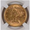 Image 2 : 1907 $5 GOLD LIBERTY NGC MS-62 LOOKS NICER
