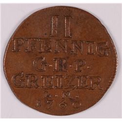 1760 GERMAN STATES 2 PFENNIG GRP GREIZER CHOICE AU