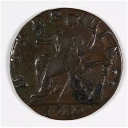 1760 VOCE POPULI WOOD'S HIBERNIA 1/2 PENNY SHARP XF/AU