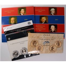 MISC. U.S. MINT PRODUCTS: 2007 & 08  P & D PRES. DOLLARS, 07 FIRST SPOUSE SET
