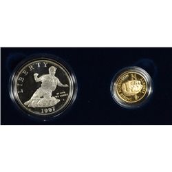 1997 JACKIE ROBINSON PROOF $5.00 GOLD AND SILVER DOLLAR 2 PIECE COMMEM SET