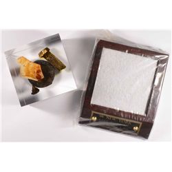 SSNY SHIPWECK COINS AND ARTIFACTS IN SOLID LUCITE DISPLAY,  WITH COA AND STAND