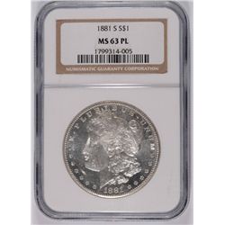 1881-S MORGAN SILVER DOLLAR, NGC MS-63 PL  VERY NICE!